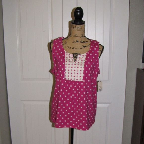 St John's Bay Tops - New! Pink White PXL Tank Top Women's